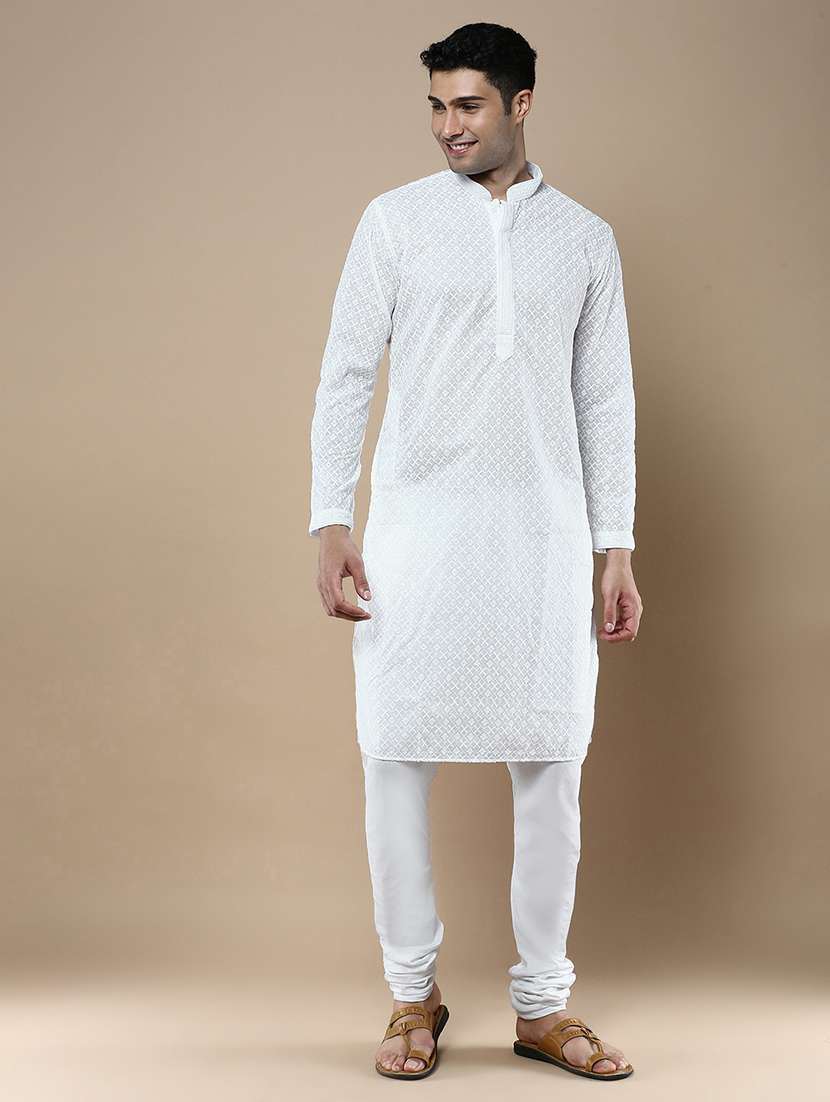 men long sleeves kurta and churidar set - 22375468 -  Standard Image - 1