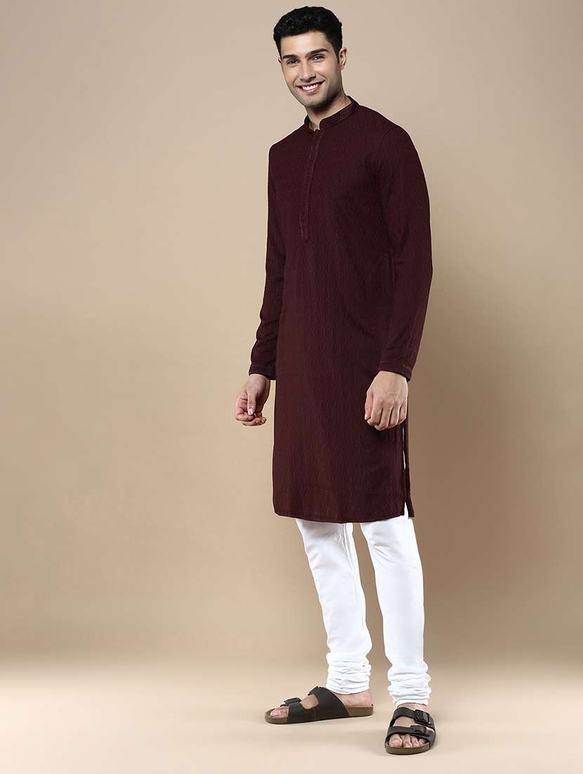 men long sleeve kurta and churidar set - 22375489 -  Standard Image - 1