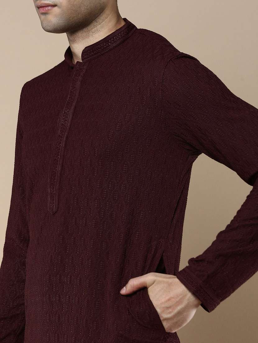 men long sleeve kurta and churidar set - 22375489 -  Standard Image - 4