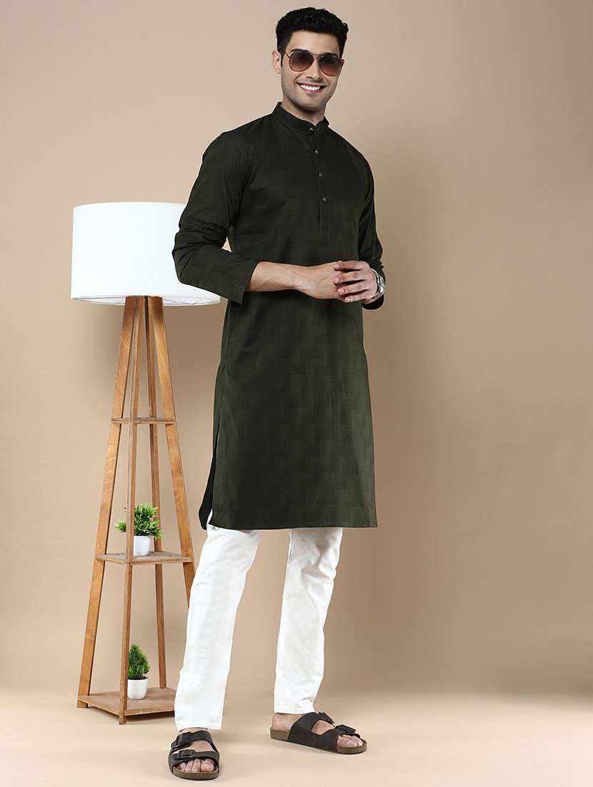 men long sleeve kurta and pyjama set - 22375493 -  Standard Image - 1