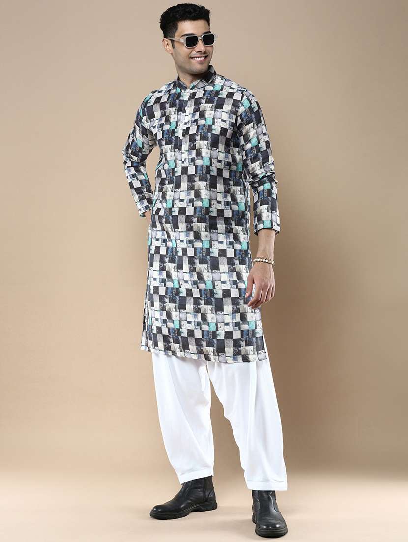 men printed kurta and salwar set - 22375498 -  Standard Image - 1