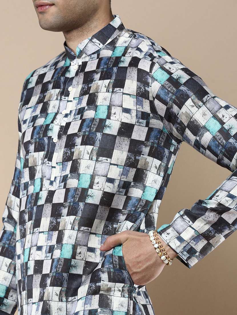 men printed kurta and salwar set - 22375498 -  Standard Image - 4