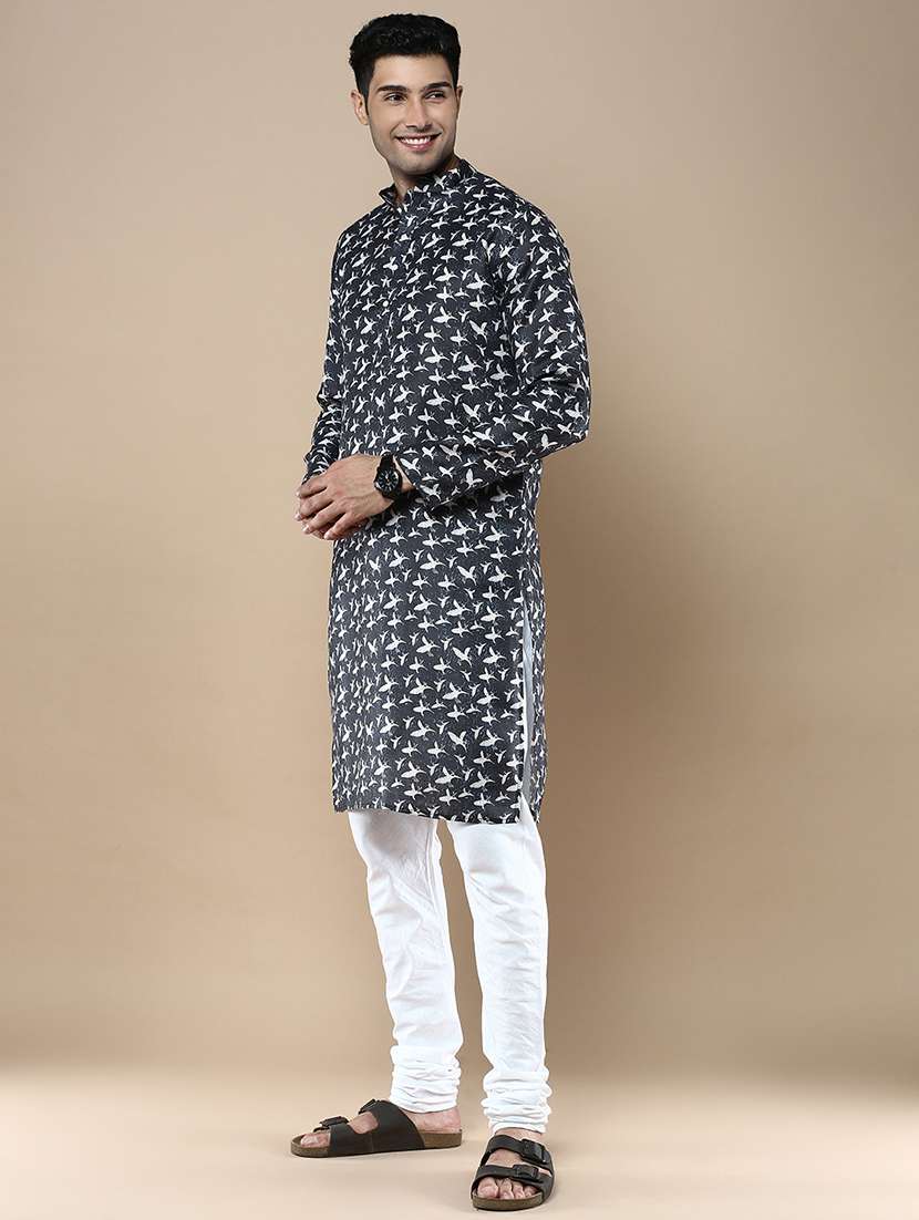blue linen kurta pyjama ethnic wear set - 22375499 -  Standard Image - 1