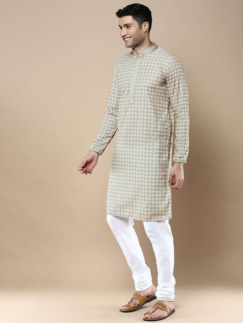 men long sleeve kurta and churidar set - 22375504 -  Standard Image - 1