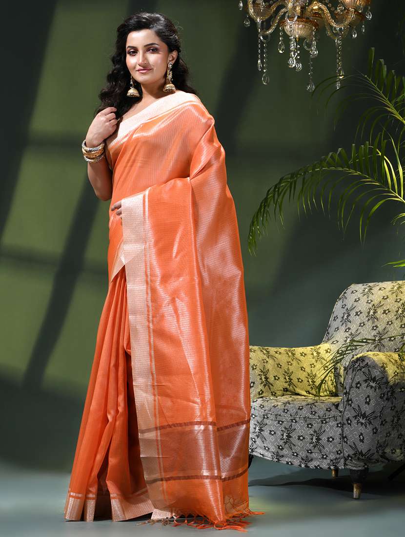 women striped bordered saree with blouse - 22376134 -  Standard Image - 1