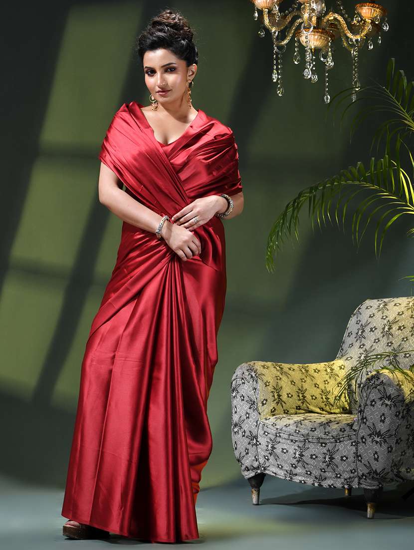 women solid plain saree - 22376190 -  Standard Image - 1