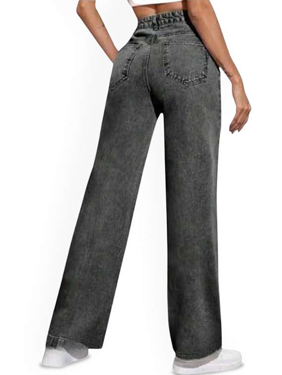 women solid high rise straight jeans - 22376202 -  Standard Image - 1