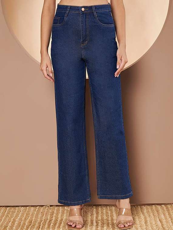 women solid high rise straight jeans - 22376206 -  Standard Image - 1
