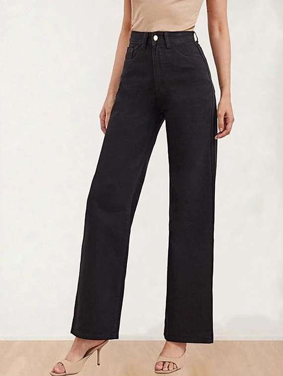 women solid high rise straight jeans - 22376222 -  Standard Image - 1
