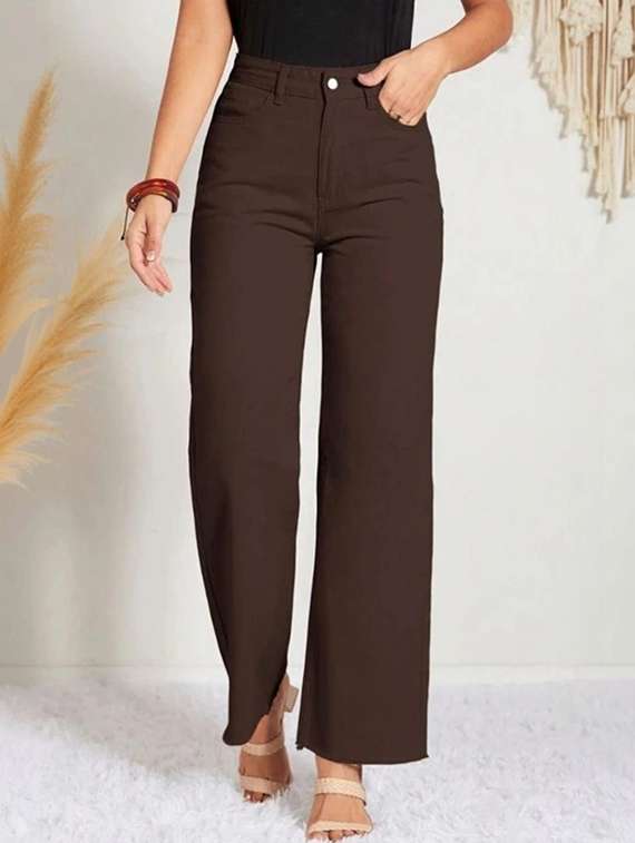 women solid high rise straight jeans - 22376234 -  Standard Image - 1