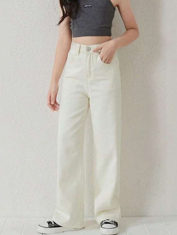 women solid high rise straight jeans - 22376235 -  Standard Image - 1