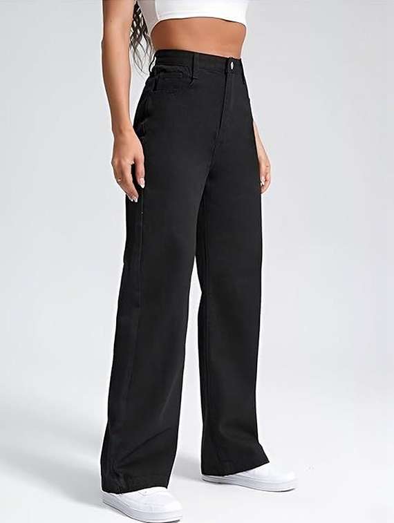 women solid high rise relaxed fit jeans - 22376236 -  Standard Image - 1