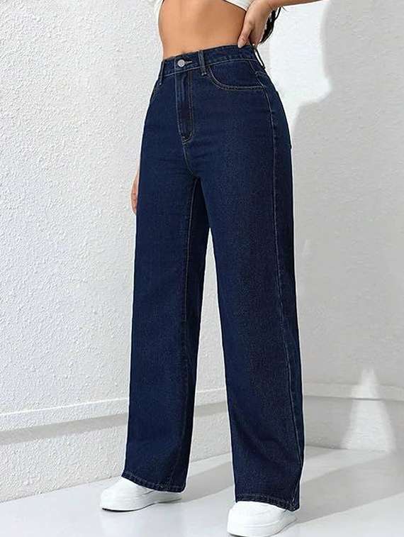 women solid high rise straight jeans - 22376242 -  Standard Image - 1