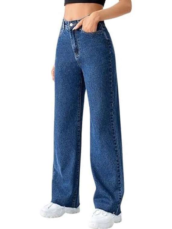 women solid high rise straight jeans - 22376247 -  Standard Image - 1