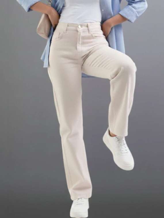 women solid high rise straight jeans - 22376261 -  Standard Image - 1