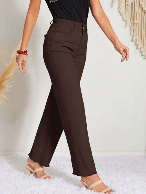women solid high rise straight jeans - 22376264 -  Standard Image - 1