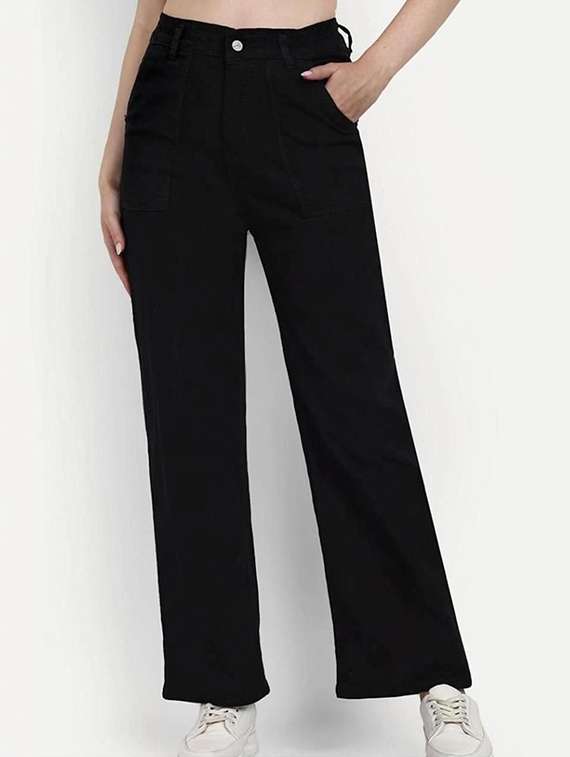 women solid high rise straight jeans - 22376270 -  Standard Image - 1