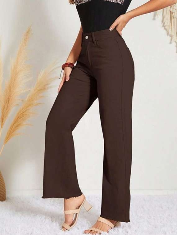 women solid high rise straight jeans - 22376331 -  Standard Image - 1