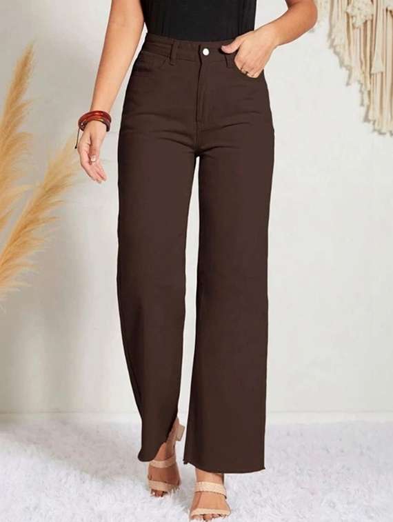 women solid high rise straight jeans - 22376347 -  Standard Image - 1
