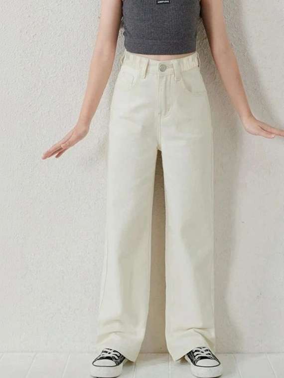 women solid high rise straight jeans - 22376348 -  Standard Image - 1