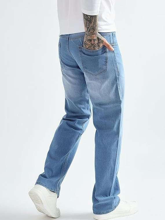 men solid mid rise straight jeans - 22376360 -  Standard Image - 1