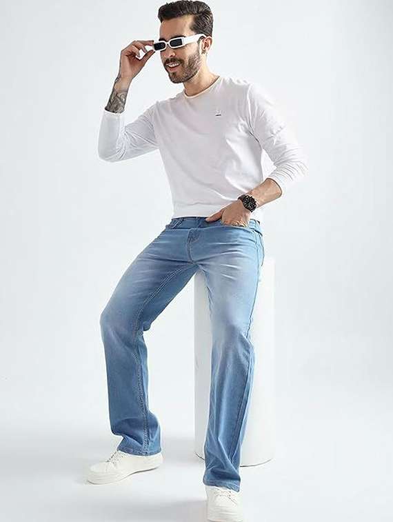 men solid mid rise straight jeans - 22376360 -  Standard Image - 4