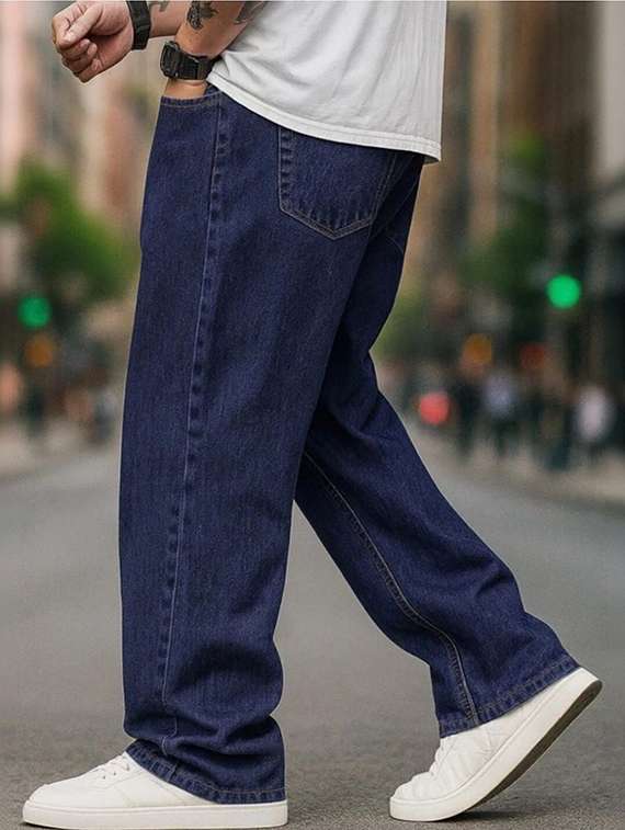 men solid mid rise baggy jeans - 22376362 -  Standard Image - 1