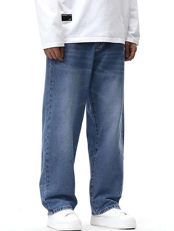 men solid mid rise baggy jeans - 22376375 -  Standard Image - 4