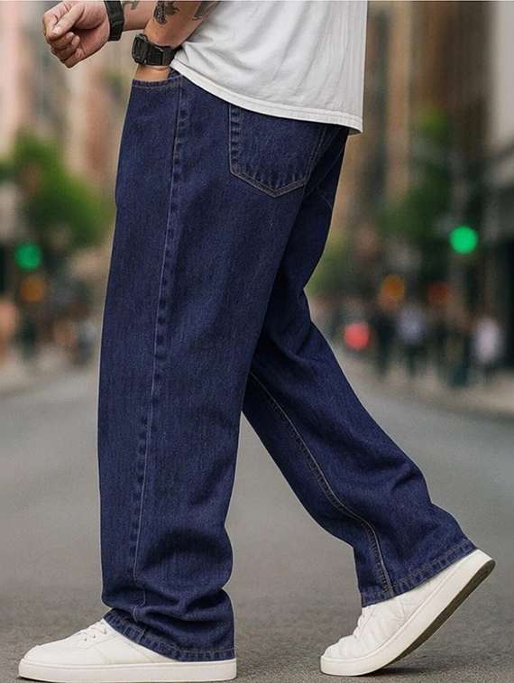 men solid mid rise baggy jeans - 22376387 -  Standard Image - 1