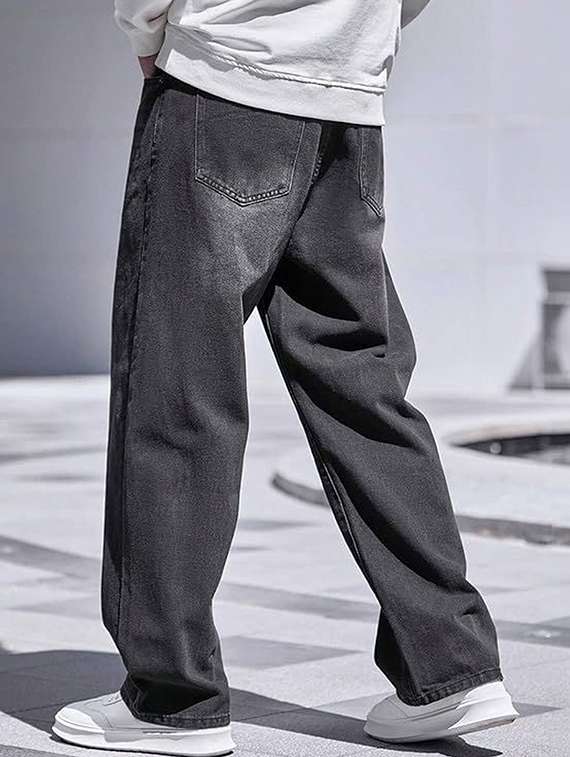Men Solid Mid Rise Baggy Jeans - 22376434 -  Standard Image - 1
