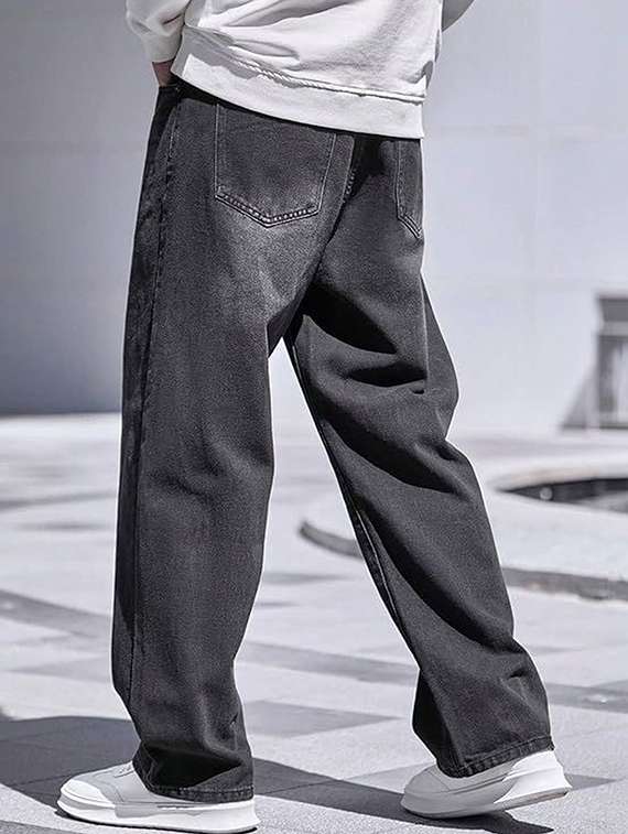 men solid mid rise baggy jeans - 22376449 -  Standard Image - 1