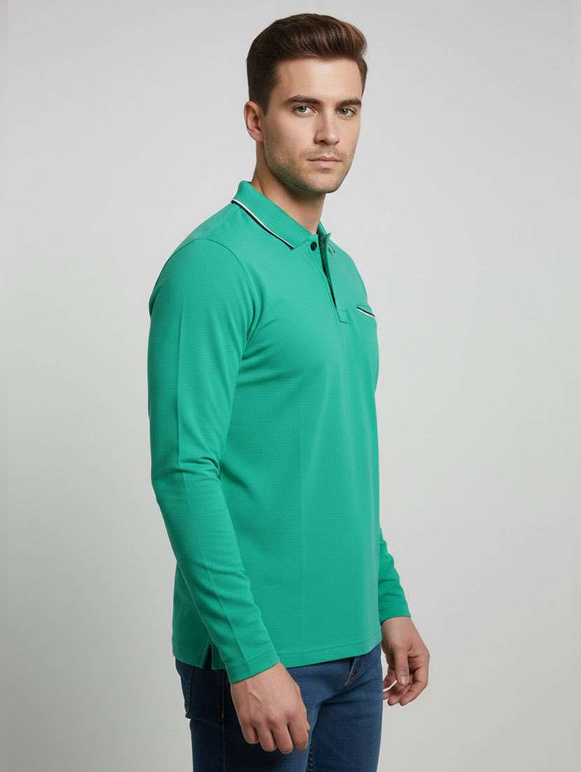men solid long sleeve polo t-shirt - 22376462 -  Standard Image - 1