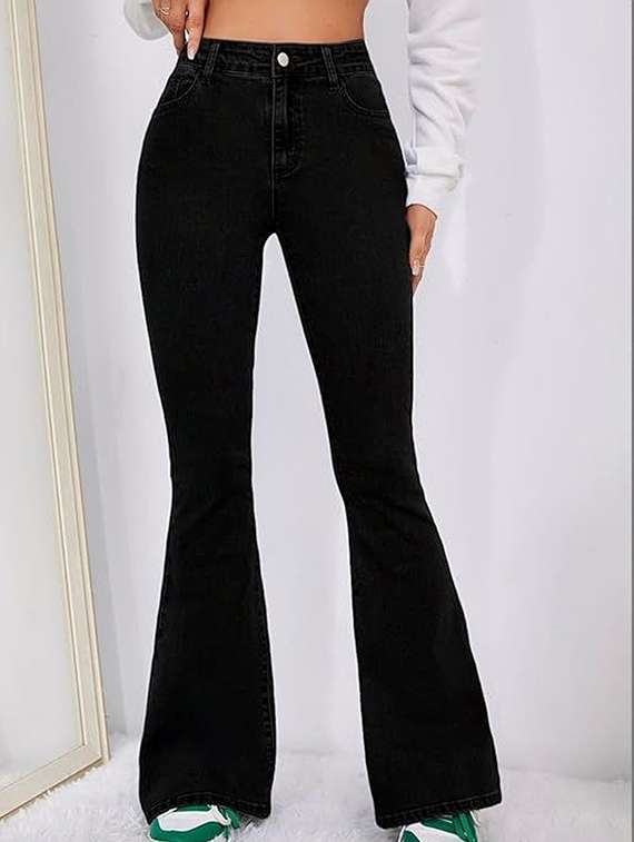 women solid high rise bootcut jeans - 22376479 -  Standard Image - 1