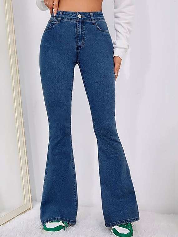women solid high rise bootcut jeans - 22376480 -  Standard Image - 1
