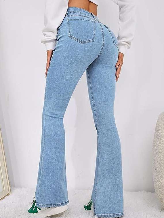 women solid high rise bootcut jeans - 22376481 -  Standard Image - 1