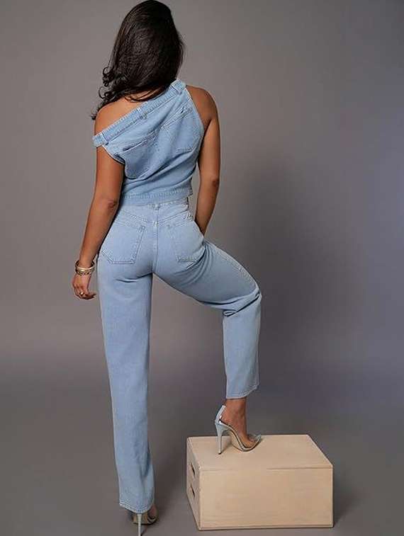 women solid high rise straight jeans - 22376487 -  Standard Image - 1