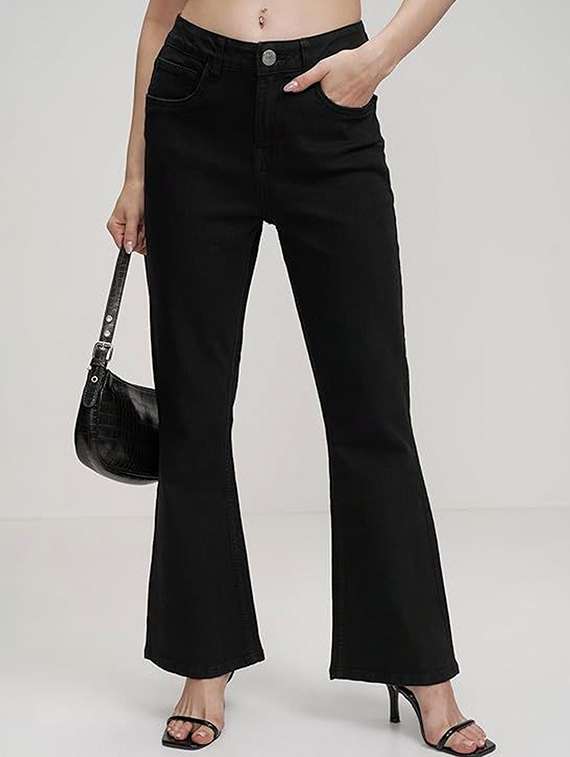 women solid high rise bootcut jeans - 22376488 -  Standard Image - 1