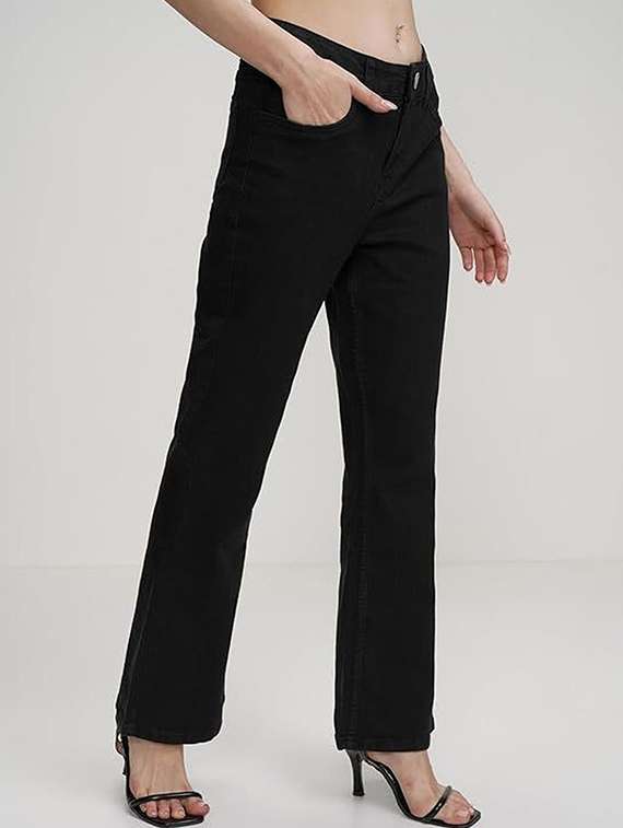 women solid mid rise bootcut jeans - 22376496 -  Standard Image - 1