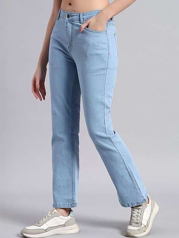 women solid mid rise bootcut jeans - 22376498 -  Standard Image - 1