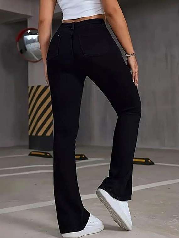 women solid high rise bootcut jeans - 22376505 -  Standard Image - 1