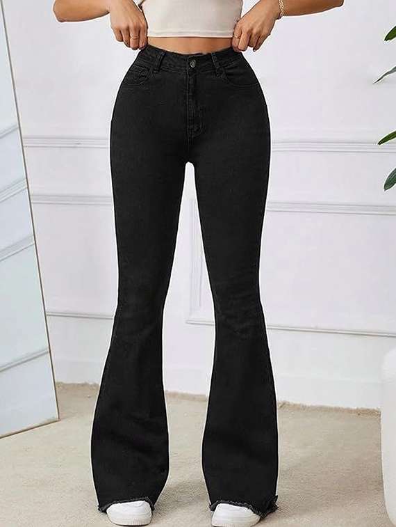 women solid high rise bootcut jeans - 22376514 -  Standard Image - 1