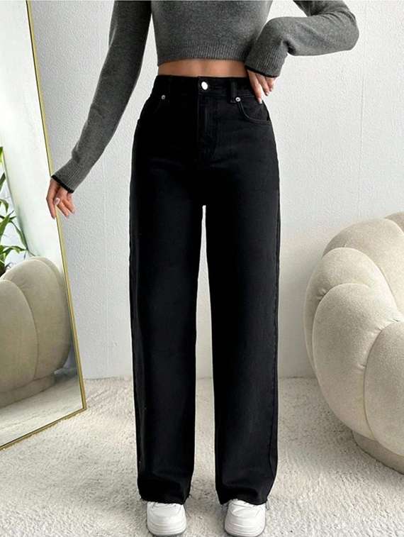 women solid high rise relaxed fit jeans - 22376520 -  Standard Image - 1