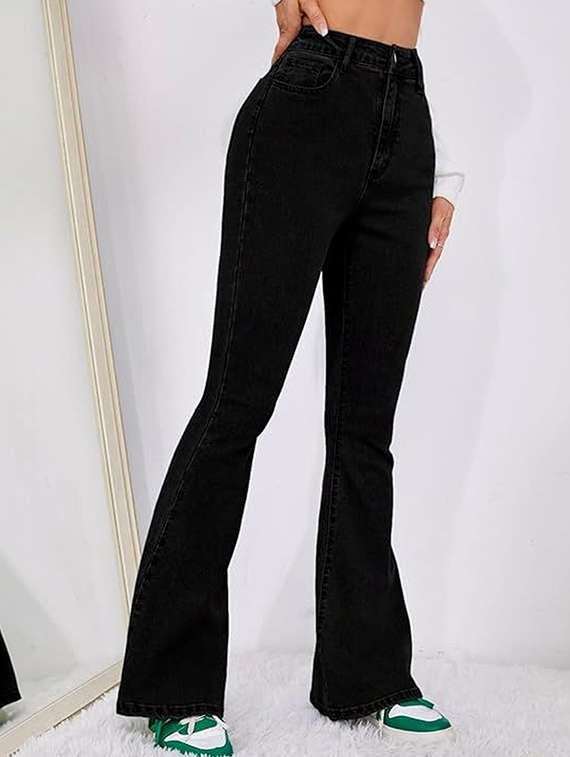 women solid high rise bootcut jeans - 22376523 -  Standard Image - 1