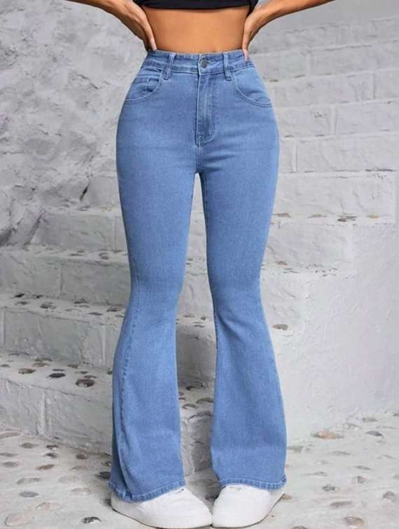 women solid high rise bootcut jeans - 22376525 -  Standard Image - 1