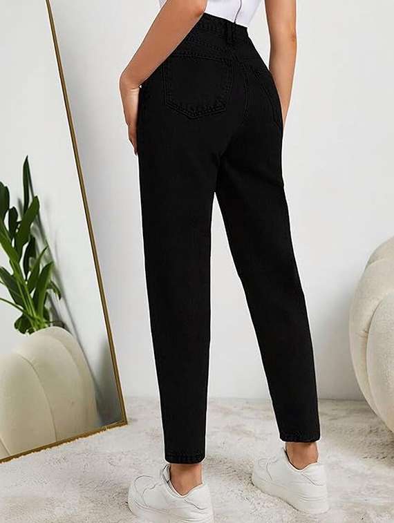 women solid high rise mom fit jeans - 22376526 -  Standard Image - 1