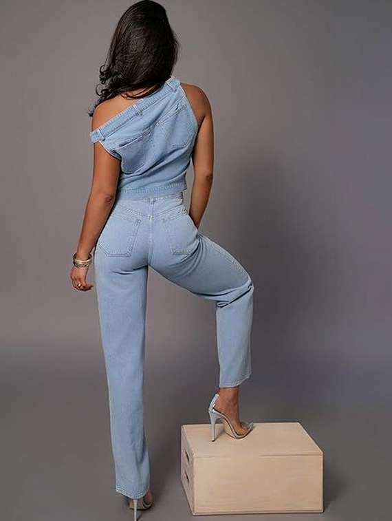 women solid high rise straight jeans - 22376531 -  Standard Image - 1