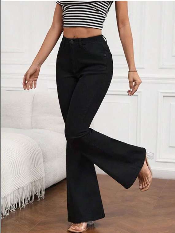 women solid high rise bootcut jeans - 22376532 -  Standard Image - 1