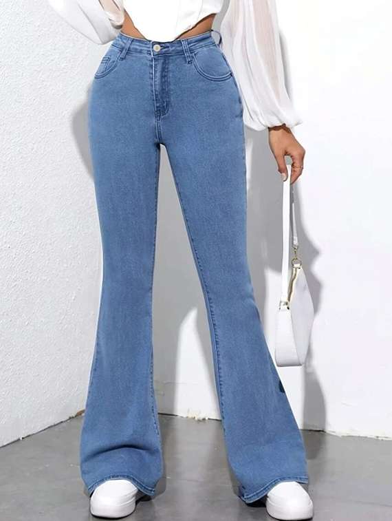 women solid high rise bootcut jeans - 22376533 -  Standard Image - 1