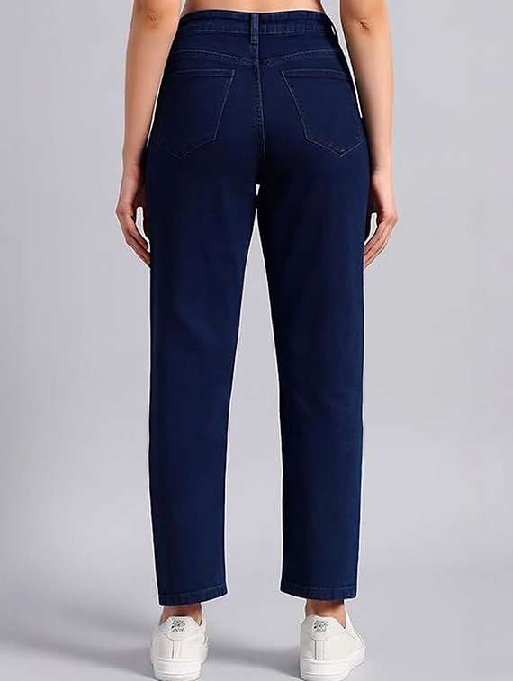 women solid high rise mom fit jeans - 22376545 -  Standard Image - 1