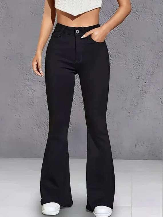 women solid high rise bootcut jeans - 22376550 -  Standard Image - 1